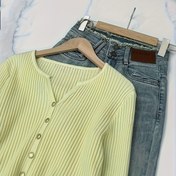 Resim Kısa kesim, 2025 ilkbahar-sonbahar yeni stil, uzun kollu efektli hırka kazak, Kadın giyimi. İlkbahar-sonbahar uzun kollu açık ön hırka 