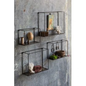 Resim Go Dekor Dekoratif Mat Siyah Metal Duvar Rafı (4’lü Set) 