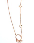 Resim OSESHOP İtalyan 925ayar Gümüş Rose Asimetrik Trend Tasarım Kolye 