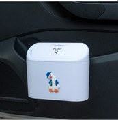 Resim Chenkestoreone Beyaz Araç Çöp Kutusu - Bas Aç Kapanan Çizgi Film Desenli Saklama Kabı 