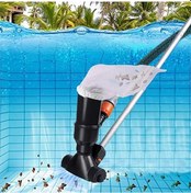 Resim Qingmipy Siyah Taşınabilir Su Altı Süpürgesi, Toprak Üstü Havuzlar/spa/jakuzi İçin Yaprak Emici Ve 5 Bölümlü Kollü, Su Basıncı İle Çalışır 