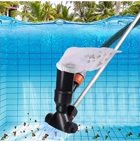 Resim Qingmipy Siyah Taşınabilir Su Altı Süpürgesi, Toprak Üstü Havuzlar/spa/jakuzi İçin Yaprak Emici Ve 5 Bölümlü Kollü, Su Basıncı İle Çalışır 