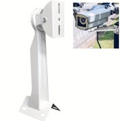 Resim Demir Güvenlik Kamerası Direk Montaj Braketi, Evrensel 360° Dönen CCTV Kamera Tutucu, Sokak Lambası Direkleri için Ayarlanabilir Kelepçe, Gözetim Kameraları için Ördek Gagalı Kelepçe ile 