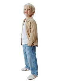Resim Beli Lastikli Rahat Kesim Çocuk Kot Pantolon - Açık Mavi Denim Jean Mavi 