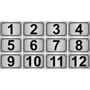 Resim 5x7cm Metal Yapışkanlı Numara (1..12) 12 adet Gümüş Renk Metal 