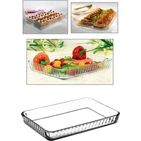 Resim Borcam Paşabahçe 27 x 40 cm Dikdörtgen Tepsi Cam Malzeme ile Mutfak İçin Pratik Çözüm 