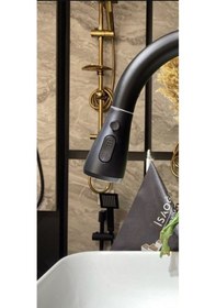 Resim İsaoğlu Yapı Siyah Mutfak Bataryası Arıtmalı Spiralli Musluk Arıtma Cihazlarına Uygun Su Tazzik Ve Basınç Ayarlı Siyah 