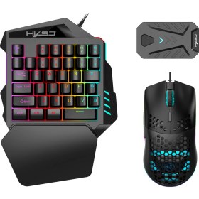 Resim Sones Hxsj V100+j900+p8 Tek Elle Kullanılan Klavye + Programlama Oyun Faresi + Klavye Fare Dönüştürücü Seti 