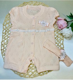 Resim ZeyZey Store Yeni Doğan %100 Pamuk Kız Bebek Kısa Tulum Ikili Set 