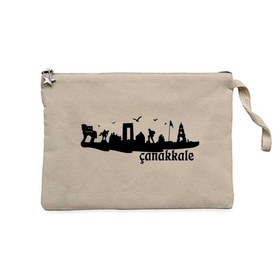 Resim Çanakkale Zaferi Sembol Krem Clutch Astarlı Cüzdan / El Çantası - Krem 