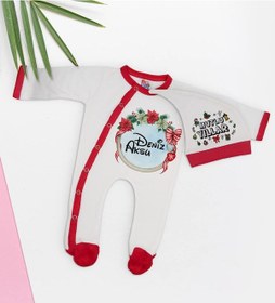 Resim Bk Kids Bk Gift Kişiye Özel Yılbaşı Temalı Tulum Zıbın Ve Kukuletalı Şapka Seti-6 Çok Renkli 