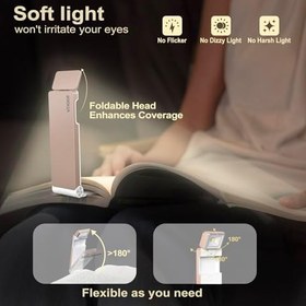 Resim VTIGER Okuma Işığı, Yatakta Okumak için USB Şarj Edilebilir Kitap Işığı, Katlanabilir Klipsli LED Kitap Işığı, 3 Amber Renk ve 4 Parlaklık Kısılabilir, Kitap Severler, Çocuklar için Uzun Ömürlü 