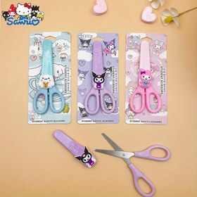 Resim Sanrio Kuromi, Melody & Cinnamoroll Karikatür Temalı DIY Makaslar - El Sanatları, Ofis, Dikiş & Sanat Malzemeleri için Güvenli Paslanmaz Çelik Silikon Tutamağı ile Dikiş Makası 