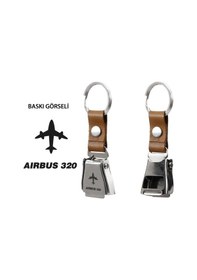 Resim Zekupp Airbus A320 Uçak Tasarımlı Şişe Açacağı Özellikli Taba Renk Emniyet Kemeri Anahtarlık 