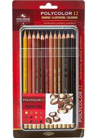 Resim Supertrend Polycolor Artist Kuru Boya Kalemi Seti 12 Renk Kahverengi Tonlar Metal Kutu Görsel Rengi 