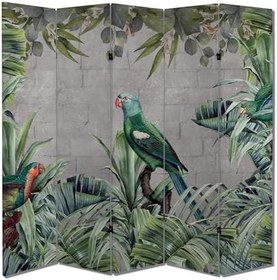 Resim Yeşil Papağan Temalı Özel Tasarım Paravan Room Divider 180 x 200 cm Paravan-1021-1 