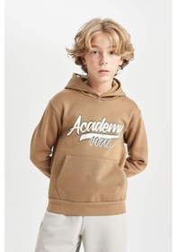 Resim DeFacto Erkek Çocuk Kapüşonlu Cepli Baskılı Kalın Sweatshirt C9806A824WNBN315 