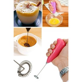 Resim Pilli Mini Mixer Kahve Süt Köpürtücü Karıştırıcı Cappucino Mikser 