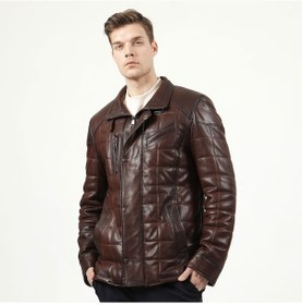 Resim Dericlub E-2012 Jumbo Büyük Beden Gerçek Deri Erkek Kaban-Kahverengi 