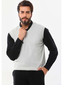 Resim Günay Erkek V Yaka Yün Süveter 1000 Açık Gri 