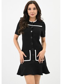 Resim Koza Butik Kadın Dantel Detaylı Düğmeli Elbise 5208-24 001 