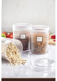 Resim 9'lu Barok Yuvarlak Büyük Kavanoz Seti & Saklama Kabı & Erzak Kabı 9 2000 Ml 