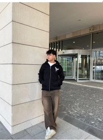 Resim Assema Erkek Üç İplik Samuray Kapüşonlu Zıp Fermuarlı Sweatshirt - Siyah Çok Renkli 