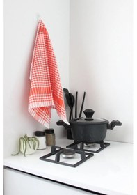 Resim 3 Adet Pötikareli Mutfak Kurulama Bezi Beslenme Örtüsü Turuncu 