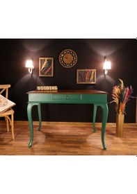 Resim Wooding-Mobilya Wooding 120 Cm Çekmeceli Masif Yeşil Ceviz Çalışma Masası 