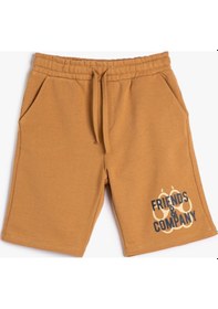 Resim Koton Şort Beli Bağlamalı Cepli Pamuklu Kahverengi 3skb40222tk 3SKB40222TK541 Kahverengi 