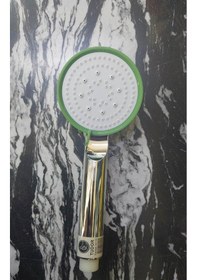 Resim Ayarlanabilir 5 Fonksiyonlu Yüksek Basınçlı Duş Başlığı ,çelik Örgülü Lüks Duş Hortumu 150 Cm Set Yeşil 