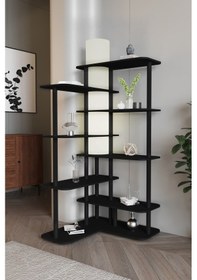 Resim Cross Raflı Lambader Kitaplık Siyah Beyaz 