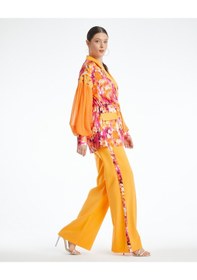 Resim Serpil Exclusive Blazer Ceket Ve Geniş Paça Pantolondan Oluşan Kadın Takım Modern Ve Şık Tasarım Orange 