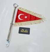 Resim Motosiklet Makam Bayrağı Flama - Ay Yıldız Altın Püskül 