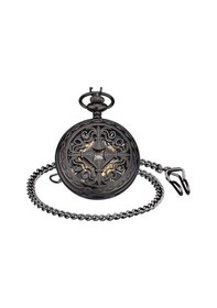 Resim Valkyrie Vintage Kutulu Köstekli Kurmalı Mekanik Chrome İskelet Saat - Hediyelik Cep Saati - Retro 