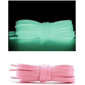 Resim Hapshoe Fosforlu Neon Pembe 1 Cm Kalınlığında 1 Çift Yassı Spor Ayakkabı Bağcığı 