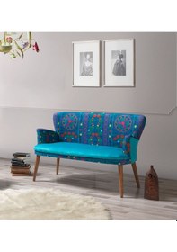 Resim Mobilyabazari Etnik Desen Turkuaz 2+1+1+Sehpalı Çay Seti 