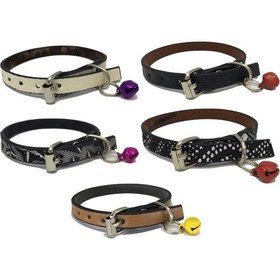 Resim Elite Zilli Deri Kedi Tasması 5'li Set 30 Cm 