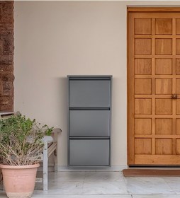 Resim Kaser Metal 3'lü Metal Ayakkabılık Antrasit 