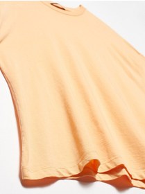 Resim Dilvin Yaka Basic T-shirt Şeftali 
