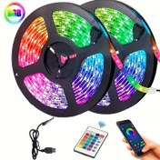 Resim 5050 RGB Led Şerit Işıklar Müzik Senkronizasyon Renk Değiştirme, Akıllı Uygulama Uzaktan Kumanda, Yatak Odası Oda Ev Dekoratif Parti Festivali Için Led Şerit Işıklar. 1m/3m/5m/10m/20m/50m, 24tuş/44tuş 