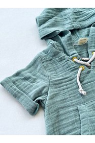 Resim Bombili Summer Vacation Organic Muslin Kapuşonlu Gömlek 
