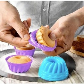 Resim Silikon Cupcake Mini Kek Kalıbı-6'lı Renkli Silikon Kalıbı Yapışmaz Mini Kek Ve Muffin Kalıbı Siliko Diğer 