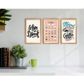 Resim Bk Home Coffee Tasarımlı Dekoratif 3’Lü Retro Ahşap Tablo-6 (551047433) 