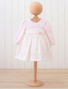 Resim Kız Bebek Çizgili Fiyonklu Şık Elbise-15173 Pudra 