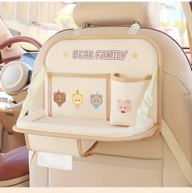 Resim Xuweiwei Lüks Araç Koltuğu Saklama Çantası Beige Hat Bear Katlanır Masa Mendil Kutusu Çöp Kovası 