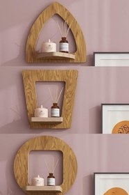 Resim Ahşap Dekoratif Duvar Rafı 3 lü Set (MTS-212) 