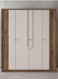 Resim Gardırop, Megan 4 Kapaklı Dolap Ahşap 