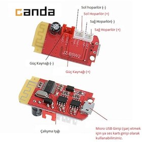 Resim Ct14 Bluetooth Amfi Devresi 5V 2X5W Şarj Edilebilir Amfi Modülü N11.1956 