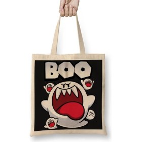 Resim Baskı Dükkanı Süper Mario Boo Bez Çanta Uzun Saplı 